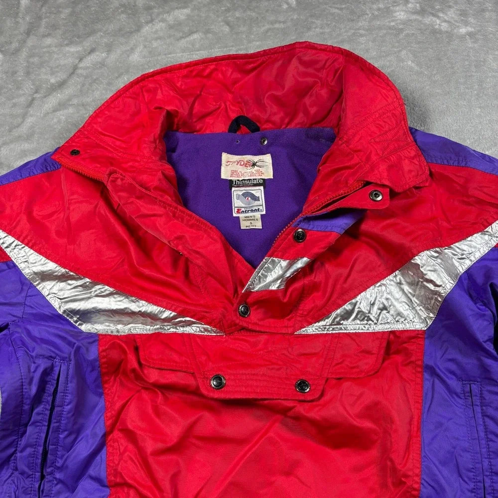 Vintage Spyder Jacket Men Small Red Ski Pullover Quarter Zip Thinsulate 80s Snow - Picture 5 of 14